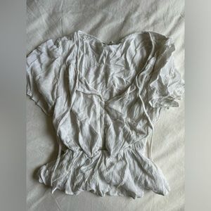 Abercrombie white gauzey peplum cropped top